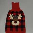 KYEESE Dog Christmas Sweater with Reindeer Pattern, Red Buffalo Plaid Knitwear, Turtleneck Dog Sweater for Dogs with Leash Hole, Cozy Winter Holiday Outfit, Warm Soft Pet Clothes, Medium (Medium (7-11lbs))