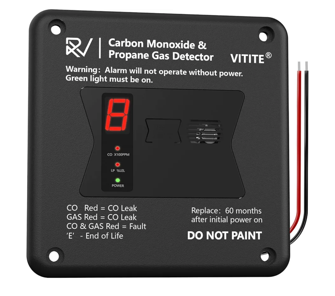 RV Carbon Monoxide & Propane Detector, Replacement for Old RV Gas Detector #31011, 2 in 1 Dual CO/LP Gas Alarm, Hardwired - VDC 12V, Flush Mount, Black