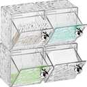 Qtip Holder Dispenser, Wall Mounted Plastic Cotton Pad Holder, Cotton Ball, Swabs, Floss, Makeup Organizers Containers for Vanity Bathroom (Clear, 4 Pcs)