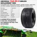 AR-PRO (2-Pack) 13x6.50-6 Tubeless Lawn Mower Tires - 4 Ply Replacement Tires for Riding Lawn Mowers, Garden Tractors, Yard Trailers & Utility Carts-Straight Rib Tread, 600 LBS Load Capacity