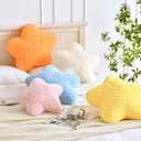 Star Pillow, 19.7" Star Shaped Plush Pillow for Couch Bed Sofa, Cute Decorative Throw Pillows with Soft Faux Fur Room Decor for Bedroom Living Room (Beige)