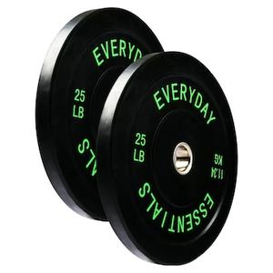 Balancefrom Everyday Essentials Set of 2 Olympic Bumper Weight Plates Rubber Weights with Stainless-Steel Hubs Fits 2-Inch Barbell Bars Black