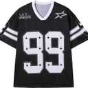 3 x Oversized Tshirts for Men Women Graphic Tees Y2k Tops Jersey Shirts V Neck Short Sleeve Summer Fashion Clothes (Black, M)