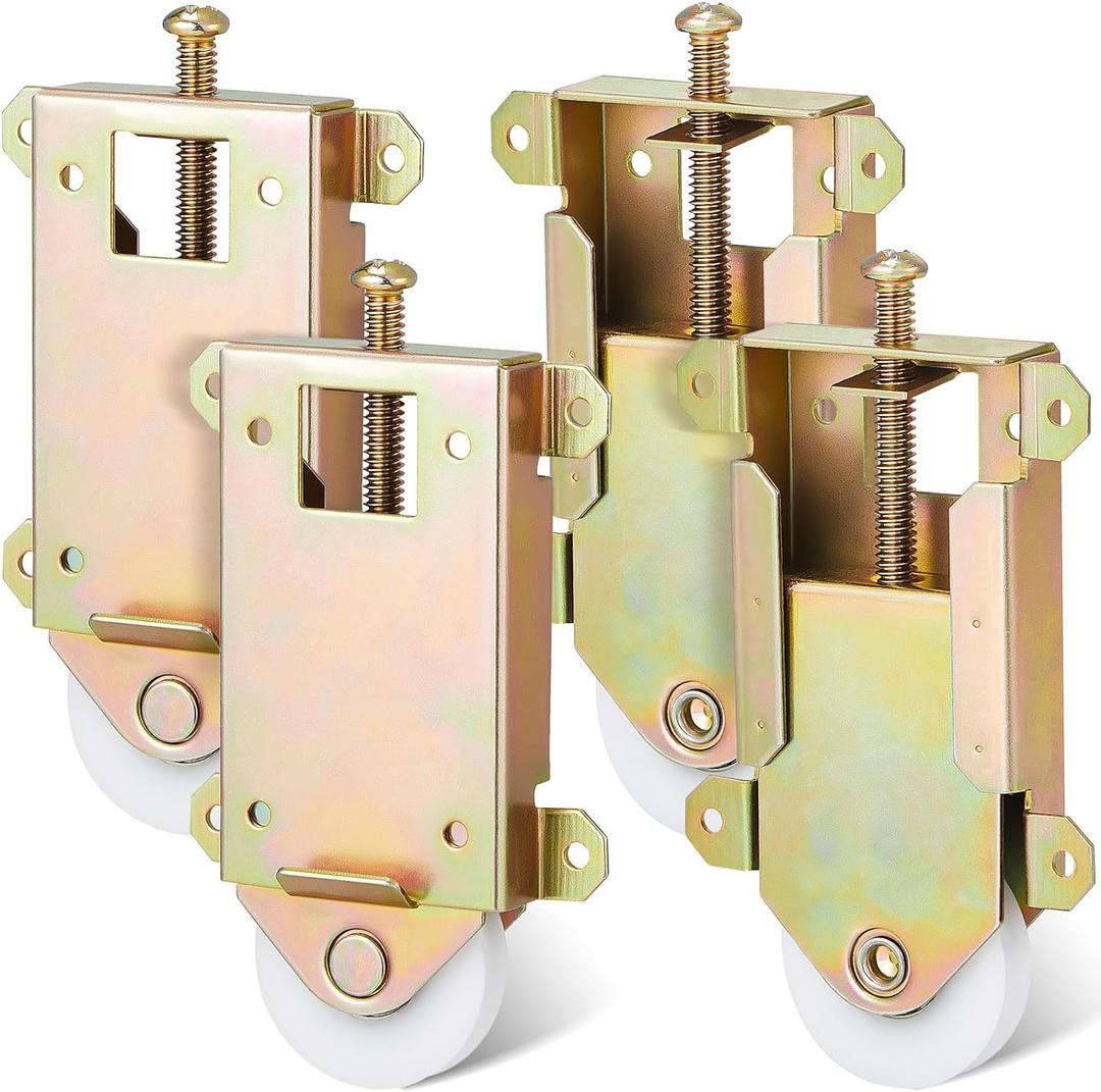 Therwen 4 Pcs Sliding Mirror Closet Door Roller Wheels Replacement Assembly 1-1/2 Inch Nylon Concaved Ball Bearing Wheels, 2-5/16 Inch Hole Centers Sliding Glass Screen Door Hardware Fits