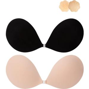 Awant Strapless Sticky Bra (US, Cup Band, B, Beige+Black)