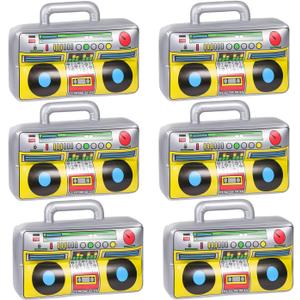 6 PCS Inflatable Boombox - 80s 90s Party Supplies Decorations Inflatable Boom - Rappers Hip Hop B-Boys Costume Accessories (16.5 Inches)