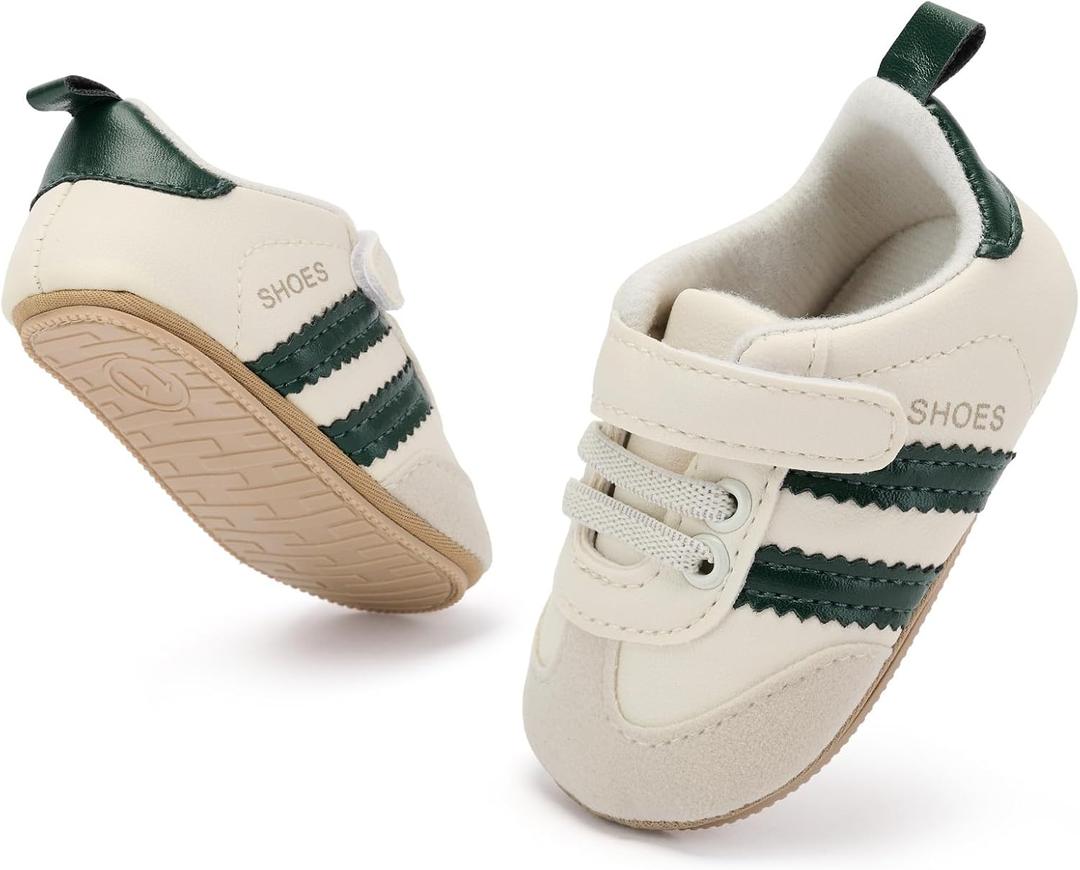 BACSAC Baby Shoes for Boys Girls Non Slip Low Top Infant Walking Shoes Breathable Comfort Toddler Walker Shoes Pull On Newborn Baby Sneakers 3 6 9 12 Months (Apricot Green)