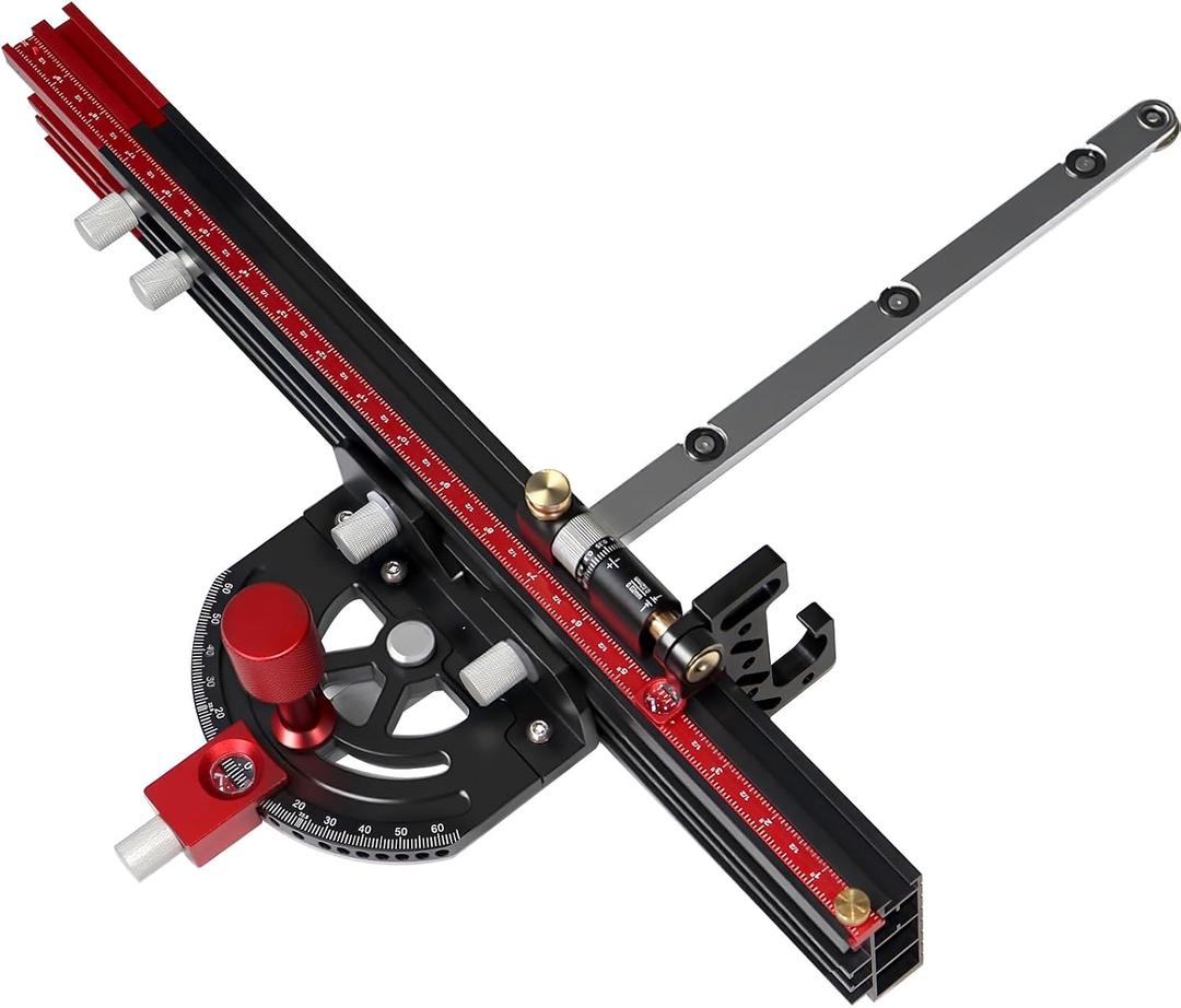 Table Saw Miter Gauge with Micro Adjustable Flip Stop and 35" Extendable Fence and 23 Quick Angle Stop Fit 3/8 x 3/4" T Slot for Repeatable Angled Cuts and Mortises
