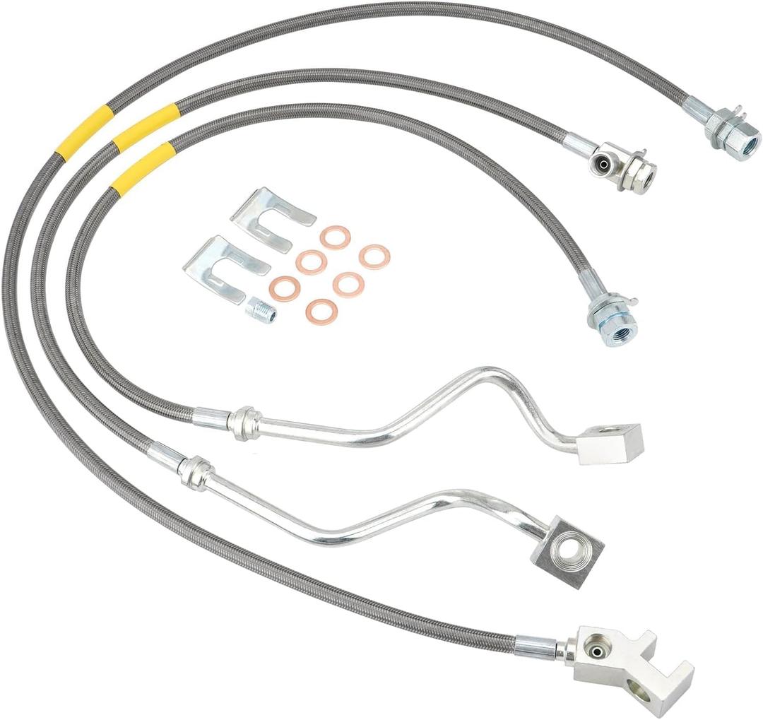 Stainless Steel Brake Line 89717, Front and Rear Extended Brake Lines Compatible with Ford Super Duty 4WD F250/F350 1999-2004, Fit for 4"-8" Suspension Lift