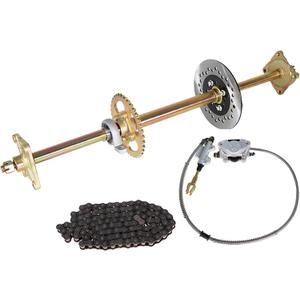 32 Go Kart Axle Kit Alloy Rear Axle with Brake Dics +Brake Master Cylinder +Sprocket +Pillow Bearing +Chain + Hub Replacement for Go Kart ATV Quad Drift Trikes