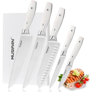 5-Piece Chef Knife Set, Professional Ultra Sharp Kitchen Knives For Cooking High Carbon Stainless Steel, With Ergonomic Handle Design (five)