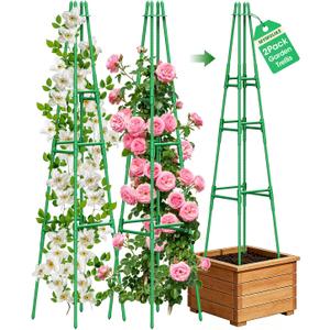 MYMULIKE 2 Pack Garden Trellis for Climbing Plants Outdoor, 6FT Plant Trellis Support for Climbing Vine, Plant Support Tower Cages Plastic Coated Metal Pipe Supports for Outdoor Indoor,Tomato cage