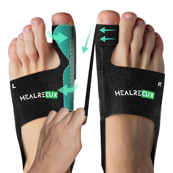 Healrecux Bunion Corrector for Women Men, Bunion Splint Brace Hallux Valgus Correction Big Toe Straightener for Daily Use, 1 Pair