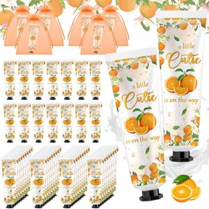 48 Sets a Little Cutie Is on The Way Hand Cream Gifts Bulk Baby Shower Hand Cream Travel Size Lotion Bulk Orange Party Supplies Favors Birthday for Guest, Orange