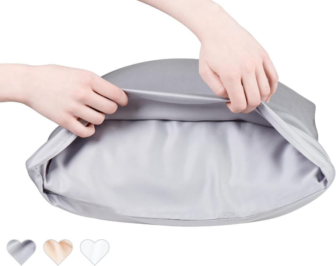 2 x Anti Acne Pillowcase - Queen Size 30x20, Gray, Envelope Style - Oeko-TEX Certified - 75% Viscose Derived from Bamboo, 25% Modal for Smooth, Breathable, Moisture-Wicking Quality