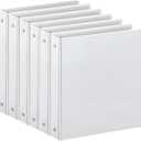 SUIN 1-inch 3 Ring Binder with 2 Interior Pockets, 1''Durable Binders Holds US Letter Size 8.5'' x 11'' Paper - Versatile Binders for Office, Home, and School Use, 6 Pack White