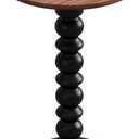 Solid Wood Round Side Table, Small Drink Table,Cocktail Table, Wooden Pedestal End Table, Plant Stand for Living Room, BedroomOffice and Corners(Walnut/Black)