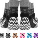 EXPAWLORER 6Pcs Anti Slip Dog Socks to Prevent Licking Paws, Dog Shoes for Hot Pavement Double Sides Dog Boots & Paw Protectors Booties for Hardwood Floors with Dogs (Grey) L