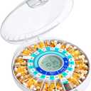 Daviky Automatic Pill Dispenser for Elderly with Alarm, 28-Day Electronic Locked Pill Box, Sound & Light Reminders for Medication, Vitamins, and Supplements