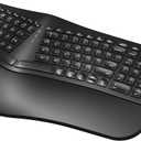 MK960 Ergonomic Wireless Keyboard Mouse Combo, Bluetooth/2.4G Split Design Keyboard with Palm Rest and 4 Level DPI Adjustable Wireless Mouse Multi-Device, Rechargeable, for Windows/Mac/Android (Black)