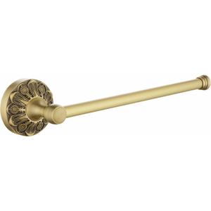 Antique Brass Hand Towel Bar, 12 inch Open-Ended Small Towel Holder Wall Mounted, Vintage Gold Decorative Bathroom Accessories, Brass Petal-Relief Series