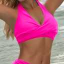 Zilcremo Bikini Tops for Women Twist Front Bikini Top Push Up Padded 2025 Halter Bathing Suit Tops Only (S)