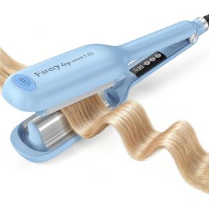 Farery Hair Waver Deep Wave Crimper for Women - 1.25 Inch | Beach Waves Curling Iron, Smart Buzzer Timer (4-10s), 9 Heat Settings 285F-430F, Tourmaline Ceramic Negative Ion
