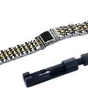 LOUNJAJ Stainless Steel Strap For Xiaomi Band 9 8 Metal Bracelet Replacement Accessories Watchband For Miband 8 9 Smartwatch suitable (Silver Gold)