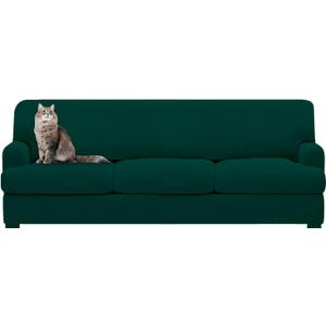 molasofa T Cushion Sofa Slipcovers with 3 Individual T Cushion Shape Seat Covers for Home Dcor, 4 Pieces Stretchable, Washable, Non-Pilling, Non-Slip T Cushion Slipcover (Sofa,Dark Green)