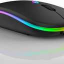 Wireless Bluetooth Rechargeabe Mouse for Laptop/iPad/iPhone/Mac(iOS 13.1 and Above)/Android PC,Led Slim USB Quiet Mice with Windows/Linux/Notebook/Mac/MacBook Air (Black)