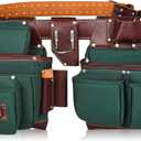 Nylon and Leather Tool Belt | Framing Tool Bags/Pouch | for Carpenter, Construction, Framers & Electrician (Green)