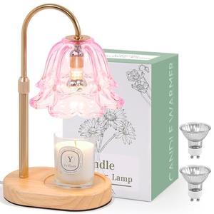 Lanhado Flower Candle Warmer Lamp with Timer - Dimmable Electric Candle Warming Lamps, Adjustable Wax Melter Wamers Light for Jar Candles, Birthday Gifts for Women, Christmas New Home Decor