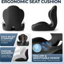 Ergonomic Seat Memory Foam Support Cushion for Back, Car Seat Back Support Cushion for Sciatica Tailbone Pain, Office Desk Chair Car Travel Seat Cushion (Black)