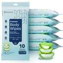 60 XL Shower Wipes Body Wipes for Adults Bathing No Rinse 6 Packs of 10 Extra Moist Bath with Aloe & Vitamin E for Camping, Travel, Gym & Bedridden Care