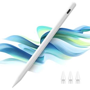 Stylus Pen for iPad 9th&11th Generation - 2X Fast Charge Digital Pen - Compatible with 2018-2025 Apple iPad Pro 11"/12.9"/M4, iPad mini 5-6 Gen, iPad Air 3/4/5/M2/M3-White