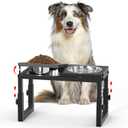 Dog Bowls Elevated, 4 Height(6.8" to 10") & Angle (0-20) Adjustable Raised Dog Bowl Stand, Elevated Dogs Bowl Stand for Medium Sized Pet, Sturdy Metal Dogs Feeding Station with 2X 33oz (4cup) Dishes