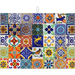 Mexican Tilt Dish Drying Mat For Kitchen Counter Absorbent Large Kitchen Fast Dry Pad Reusable Washable Protector Rack Large Mat 18 X 24