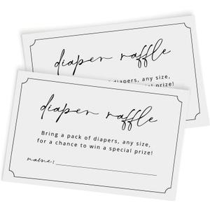 GardenCity Diaper Raffle Tickets for Baby Shower, 3.5" x 2" White Diaper Raffle Cards, Fun Baby Shower Game for Girl or Boy, Gender Neutral, 50 Cards, Minimalist
