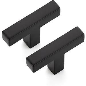 Ravinte 5 Pack Solid Single Hole Slim Square Bar Drawer Handles - Cabinet Hardware Pulls in Matte Black - Kitchen and Bathroom Handles