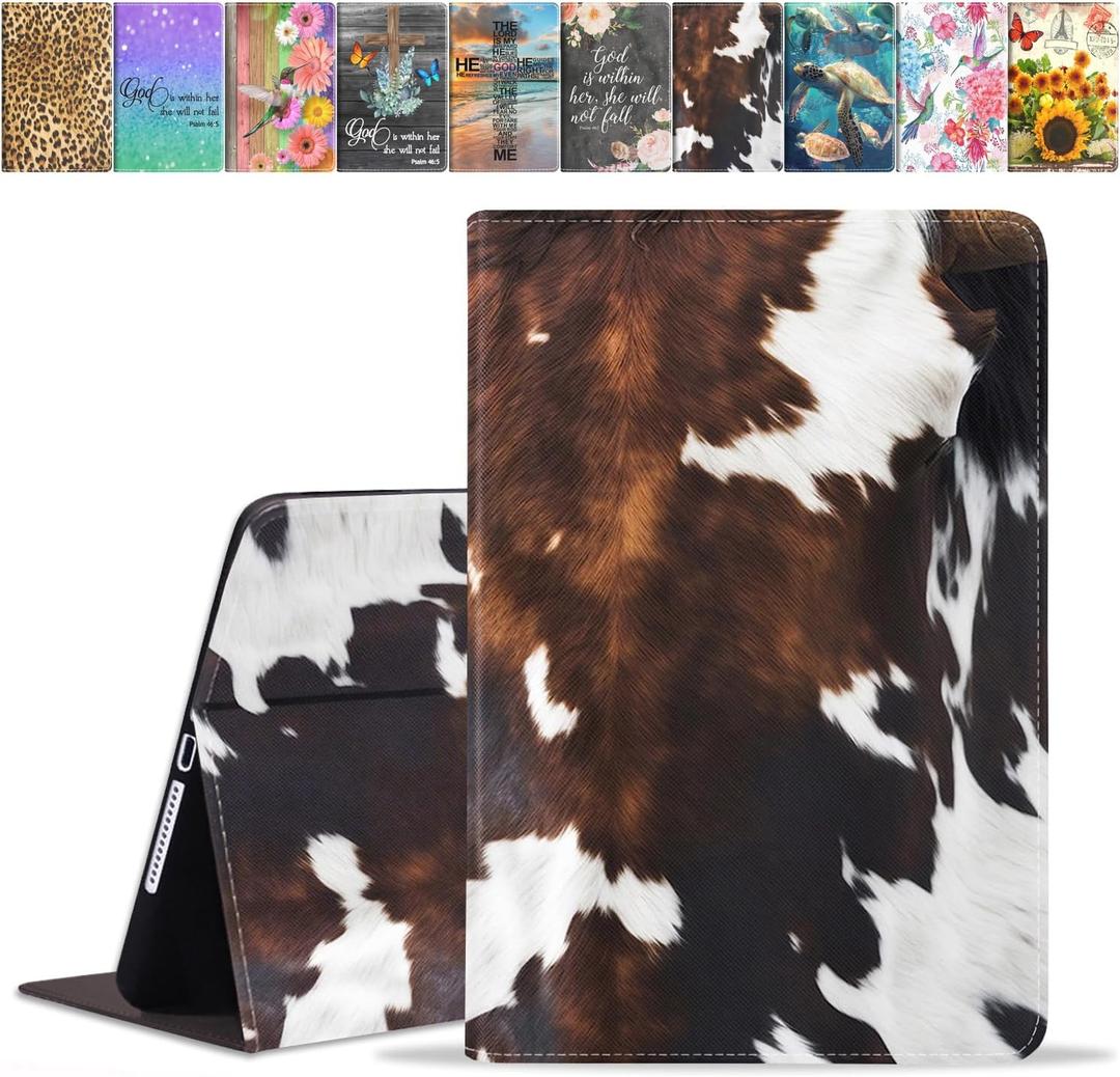 Case for iPad (A16) 11th Generation 11 Inch 2025, iPad 10th Generation 10.9 Inch 2022, Premium PU Leather Stand Folio Cover with Auto Sleep/Wake, Brown Cow Print
