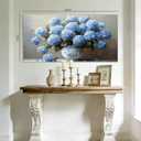 Blue Hydrangea Canvas Wall Art Floral Chinoiserie Vase Painting Flat Print Gallery Wrapped Classic Elegance Artwork for Living Room Bedroom Bathroom Decor, 40X20 INCH