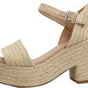 Soda Women's Castle Jute Open Toe Ankle Strap Platform Wedge (Lt Tan, 8)