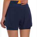 Ksmien Women's 2 in 1 Running Shorts - Lightweight Athletic Workout Gym Yoga Shorts Liner with Phone Pockets XL