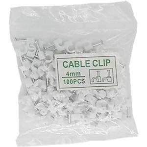 mazuu White Round Cable Clamps with Steel Nails, Pack of 100 (4MM)