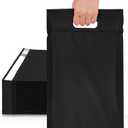 JinRuiKJ Poly Mailers with Handle 12x15.5 Inch 50 Pcs, Self Sealing Shipping Bags for Clothing, Easy to Carry Packaging Bags for Small Business - Pure Black