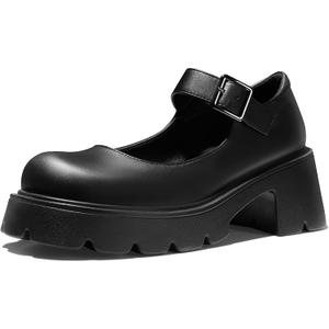 AOSPHIRAYLIAN Mary Janes Platform Mary Janes for Women Round Toe Dress Shoes for Women Ankle Strap Chunky Heel Uniform Women's Pumps 8