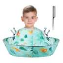Lictin Haircut Capes Umbrella for Kids - Hair Cutting Haircut Cape Kids Waterproof Foldable Adjustment, Hairdressing Umbrella Cape Apron with 1PCS Black Comb (Green)