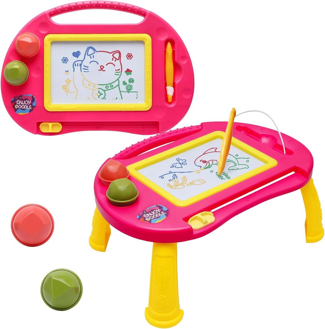 Toddler Toys,Toys for 1-2 Year Old Girls,Magnetic Drawing Board,Erasable Doodle Board for Kids,Educational Learning Toddler Baby Toys 18 Months 1 2 3 Year Old Girl Boy Chistmas Birthday Easter Gifts (Rose Pink)