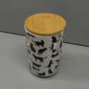 Bone Dry Ceramic Treat Jar for Cats and Dogs, Bamboo Lid, Dishwasher Safe Canister, 4x6.5, Black/White, Cat Treats