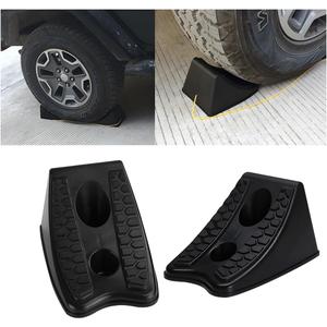 Car Wheel Chocks, 2PCS Heavy Duty Solid Rubber Camper Wheel Chock with Non-Slip Base, Strong Trailer Tire Stopper to Keep Your Car in Place, Universal for RV Camper Travel Trailer